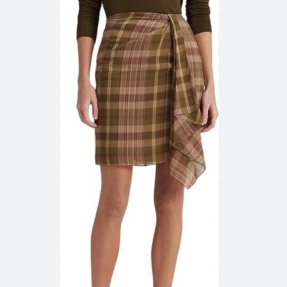 Plaid Ruffle-Trim Georgette Skirt - Picture 2 of 5